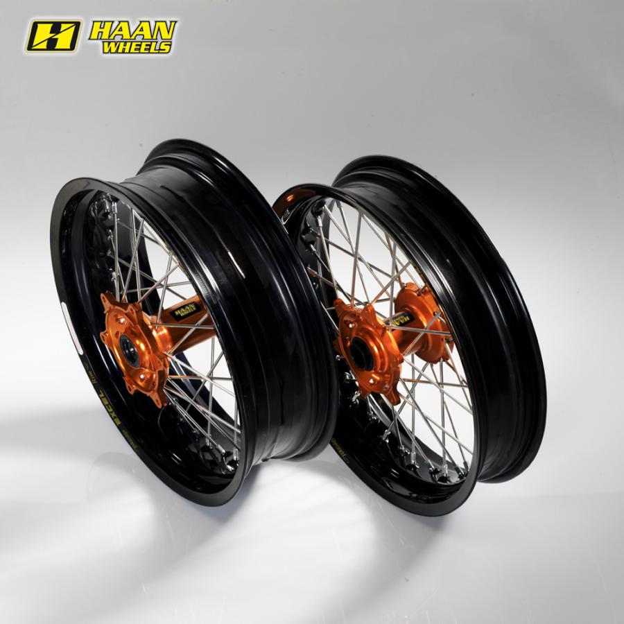 HAAN WHEELS ハーンホイール フロント・リアモタードコンプリートホイール F3.50 R5.50/17インチ カラー:チタン / カラー:ゴールド CR250 CR125 : 22726518 : ウェビック1号店