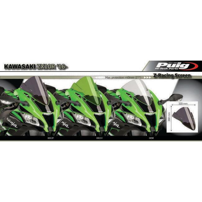 Puig プーチ レーシングスクリーン カラー：ダークスモーク ZX-10R NINJA KRT PERFORMANCE SE ZX-10RR KAWASAKI カワサキ スクリーン 外装 | Puig | 04