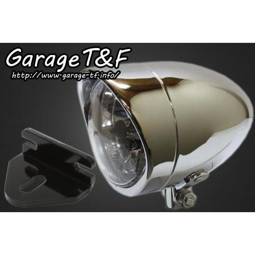 Garage T\u0026F ガレージ 4インチプレーンライト(ロング)＆ライトステー(タイプE)キット W650 KAWASAKI カワサキ ヘッドライト 灯火類 電装系