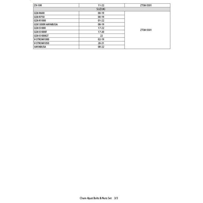 ZETA ジータ チタンチェーンアジャスターボルト／ナットセット(Z-チタン) HONDA ホンダ KAWASAKI カワサキ SUZUKI スズキ YAMAHA ヤマハ BETA ベータ 足回り | ZETA | 08
