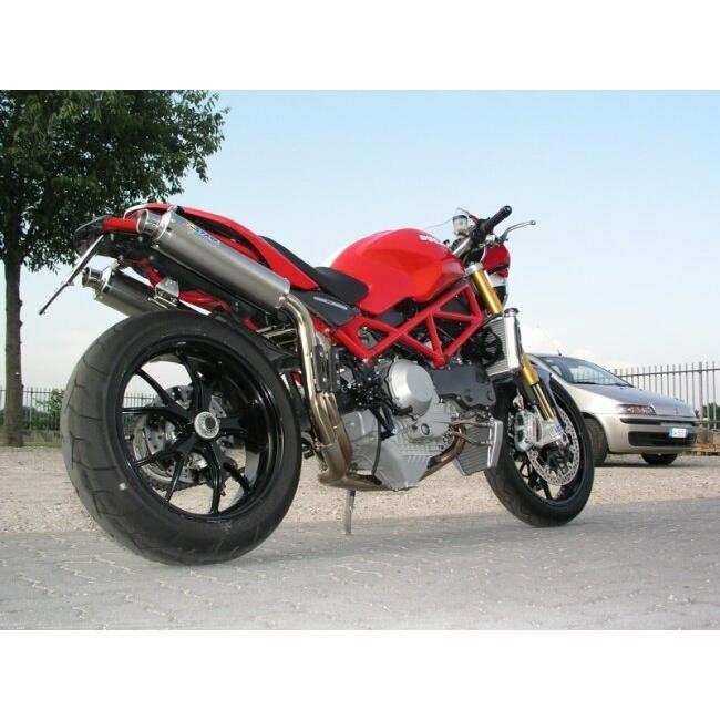 SPARK EXHAUST - ぴかぴか光る えり巻き ROUND スリップオンマフラー 2本出し 印字機：キャタライザー付き添い人 Monster S4R (07-08) S4RS (06-08) DUCATI ドゥカティ