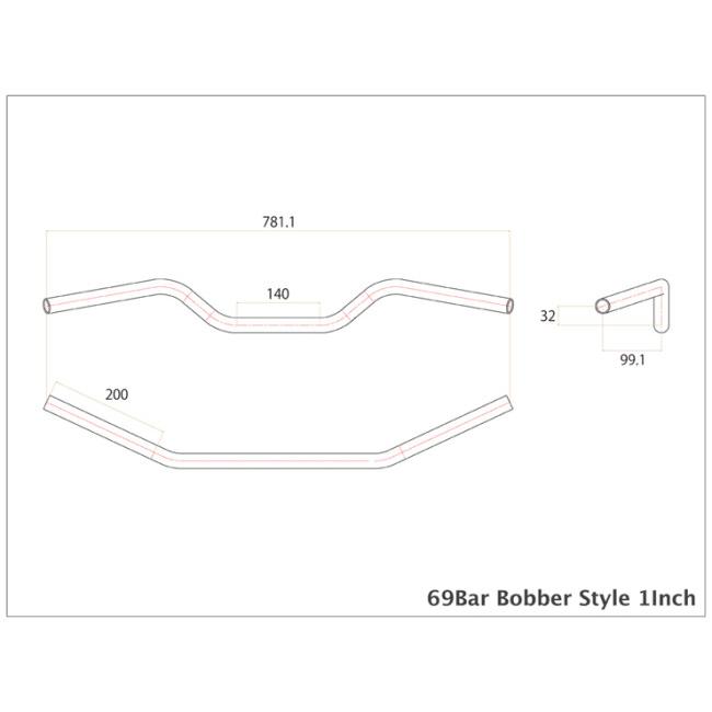 Motor Rock モーターロック 69バー ボバースタイル 1インチ 仕上げ