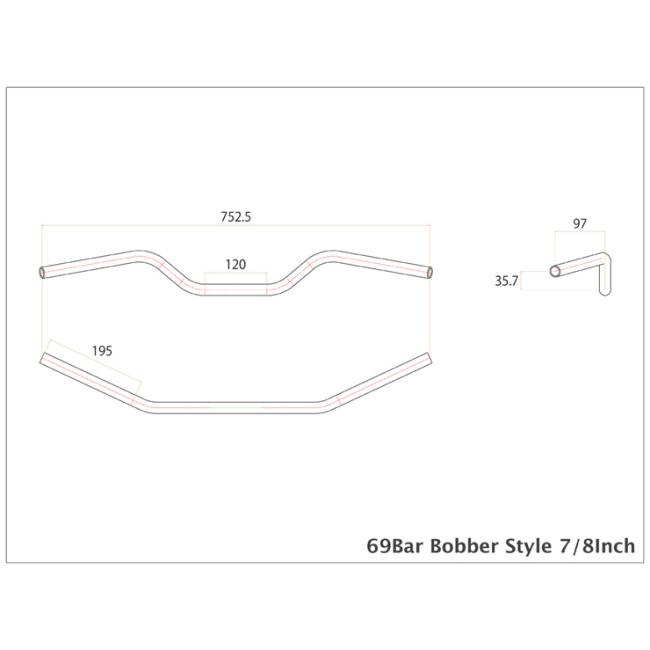 Motor Rock モーターロック 69バー ボバースタイル 7／8インチ 仕上げ