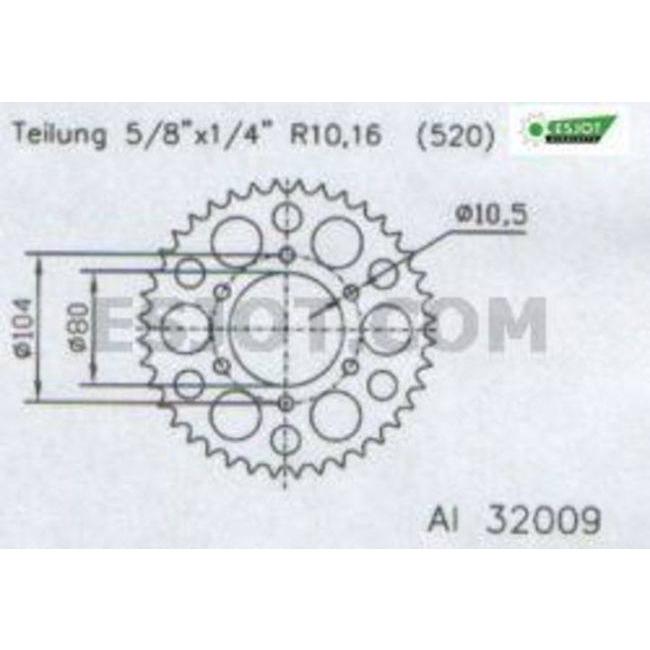Esjot エスヨット アルミ製リアスプロケット 丁数：39 ZX10 R (ZX1000