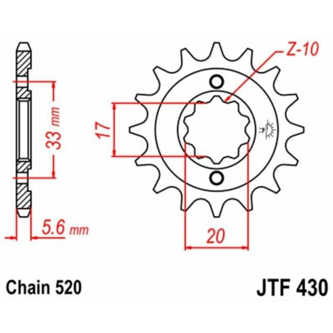 JT SPROCKETS JTスプロケット Steel Standard Front Sprocket 430 - 520 GS250 T T/X GSX250 ET、EX Germany仕様 E、ESZ、SZ、ED、EZ Katana SUZUKI スズキ | ブランド登録なし | 01