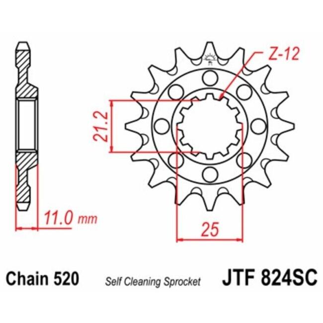 JT SPROCKETS JTスプロケット スチール製セルフクリーニング式フロントスプロケット 824 - 520 HUSQVARNA ハスクバーナ HYOSUNG ヒョースン 駆動系 | ブランド登録なし | 01