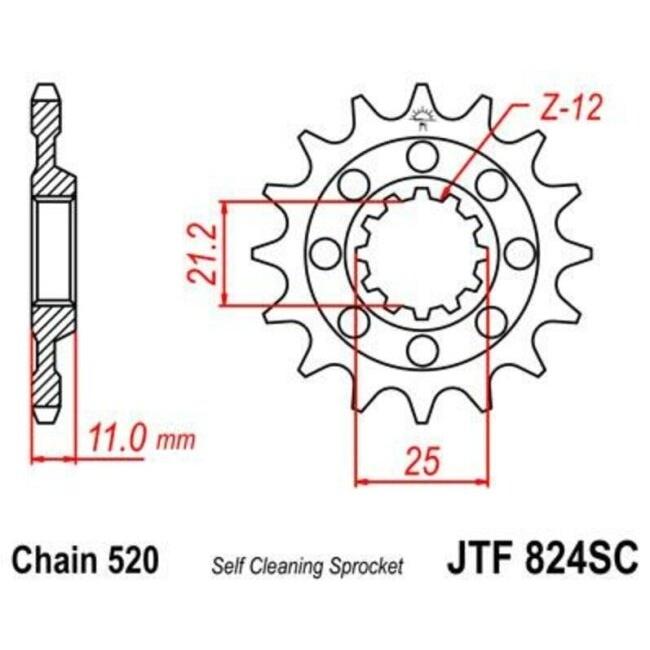 JT SPROCKETS JTスプロケット スチール製セルフクリーニング式フロントスプロケット 824 - 520 HUSQVARNA ハスクバーナ HYOSUNG ヒョースン 駆動系 | ブランド登録なし | 01