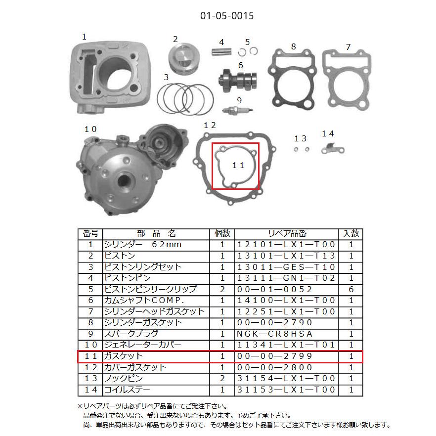 SP武川 SPタケガワ ガスケット Dトラッカー125 KLX125 KAWASAKI カワサキ エンジンガスケット エンジンパーツ エンジン | スペシャルパーツ武川