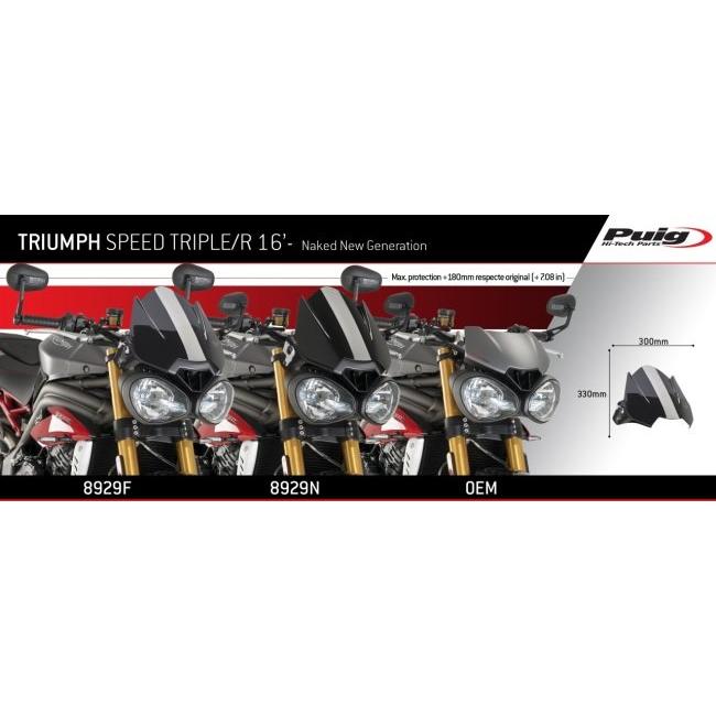 Puig プーチ ニュージェネレーション NKスクリーン カラー：クリア SPEED TRIPLE 1050 R RS S STREET 765 TRIUMPH トライアンフ スクリーン 外装_4