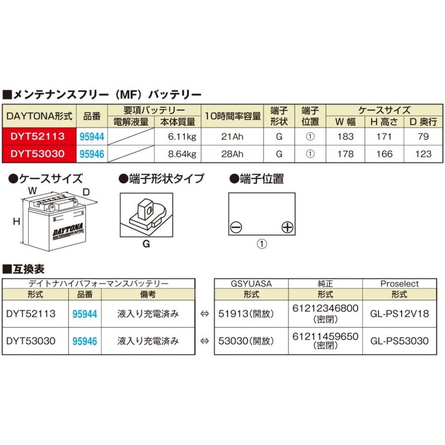 DAYTONA DAYTONA:デイトナ ハイパフォーマンスバッテリー 液入り充電済 【DYT53030】｜webike｜02