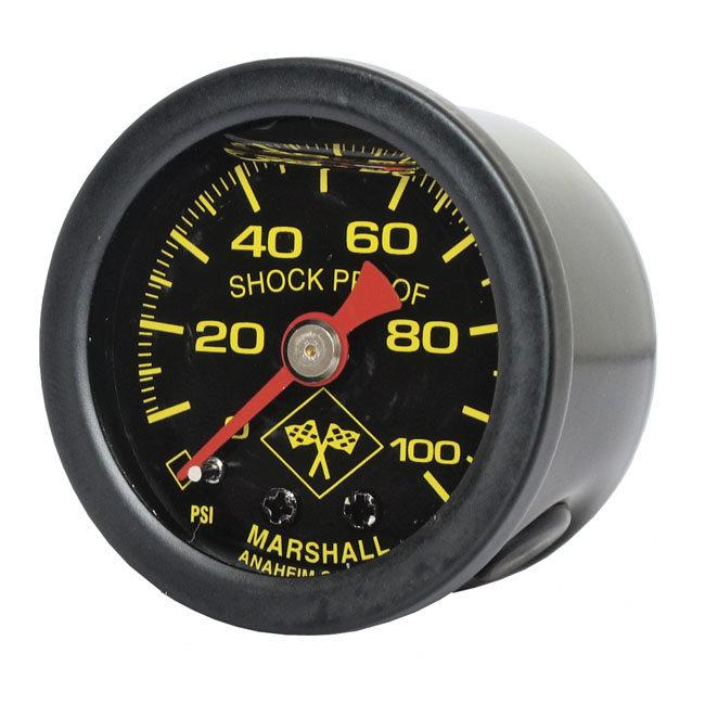 MARSHALL MARSHALL:マーシャル 油圧ゲージ 0-100PSI【OIL PRESSURE GAUGE 0-100 PSI】 COLOR:MIDNIGHT; BLACK HOUSING