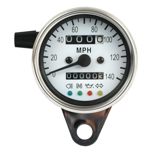 ブランド登録なし - MCS エムシーエス LEDミニ速力度 2：1MPH【LED MINI SPEEDO2：1 MPH】 COLOR：CHROME HOUSING／WHITE FACE HARLEY-DAVIDSON ハーレーダビッドソン 電装系 メーター、インジケーター-車、バイク、自転車-スピードメーター
