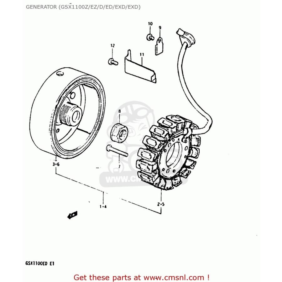 CMS シーエムエス (31401-09300) STATOR ASSEMBLY GS1100E 1982 (Z) USA (E03) 1983 (D) GS1100ES SUZUKI スズキ レギュレーター・レクチファイヤ 電装系