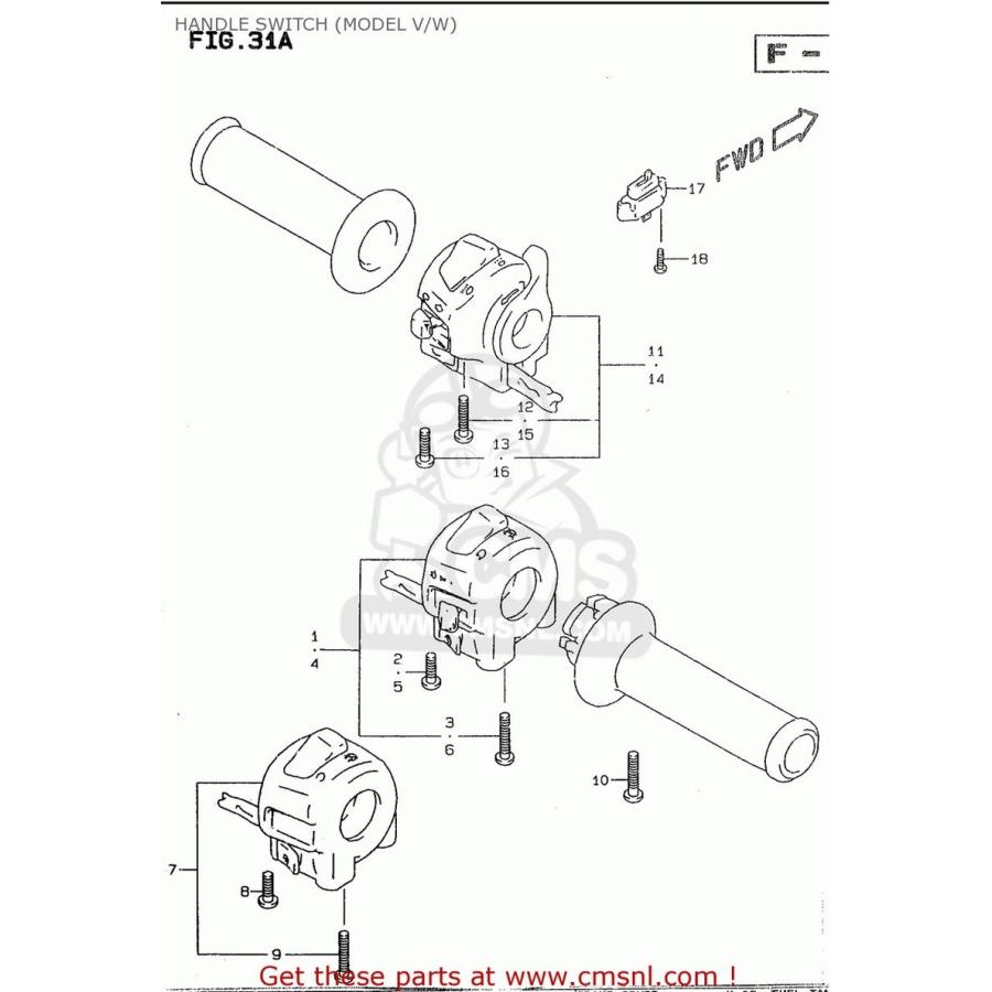 ブランド登録なし - CMS シーエムエス (3720012F10) SWITCH，HANDLE， SUZUKI スズキ ハンドルスイッチ・スイッチボックス 手持ち部分境界線の外側部分品 手持ち部分 車、バイク、自転車-メンテナンス用品-バイク