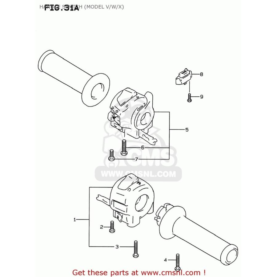 CMS シーエムエス SWITCH ASSY，HANDLE，L GSF600S BANDIT 1996 (T) USA (E03) 1997 (V) 1998 (W) 1999 (X) 2000 (Y) 2001 (K1) 2002 (K2) 2003 (K3) ハンドル