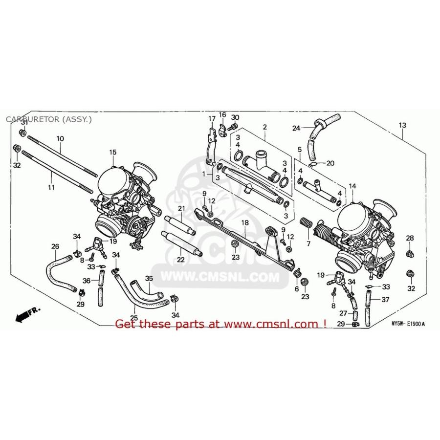 CMS シーエムエス CARBURETOR ASSY ( CB500 1998 (W) AUSTRIA ENGLAND FRANCE GERMANY / 50P ITALY NORTHERN EUROPE 1999 (X) HONDA ホンダ キャブレター