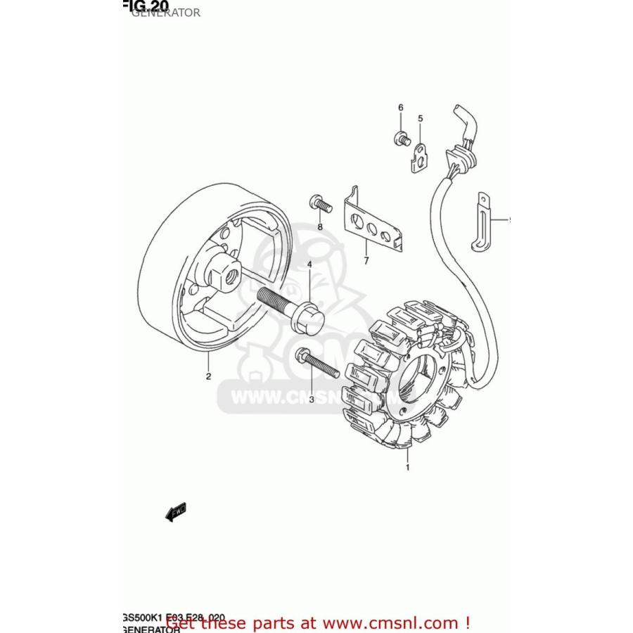 CMS シーエムエス (31402-01D01) ROTOR GS500 2001 (K1) USA (E03) 2002 (K2) GS500F 2004 (K4) 2005 (K5) 2006 (K6) 2007 (K7) 2008 (K8) 2009 (K9) 電装系