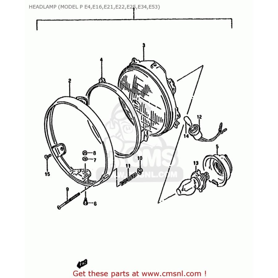 CMS シーエムエス (35100-10D53-999) HEADLAMP ASSY GSF400 1991 (M) (E02 E04 E16 E21 E22 E24 E25 E34 E53) 1992 (N) E30 1993 (P) SUZUKI スズキ 灯火類の画像
