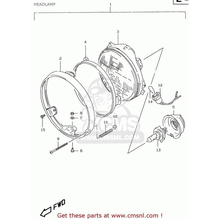 CMS シーエムエス (3510010D53999) HEADLAMP ASSY GS500E 1997 (V) (E02 E04 E22 E24 E25 E34 E37) 1998 (W) E18 1999 (X) 2000 (Y) GS500EU (E04 E39) 灯火類