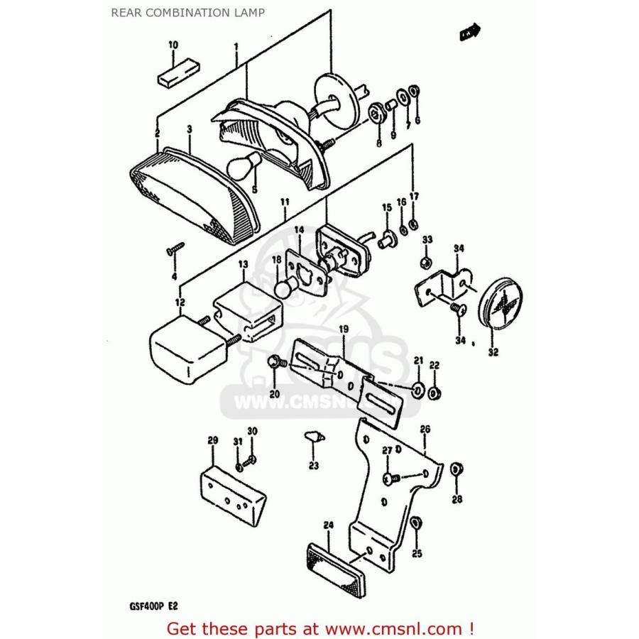 CMS シーエムエス LAMP ASSY，LICENSE GSF400 1991 (M) (E02 E04 E16 E21 E22 E24 E25 E34 E53) 1992 (N) E30 1993 (P) SUZUKI スズキ その他灯火類 灯火類