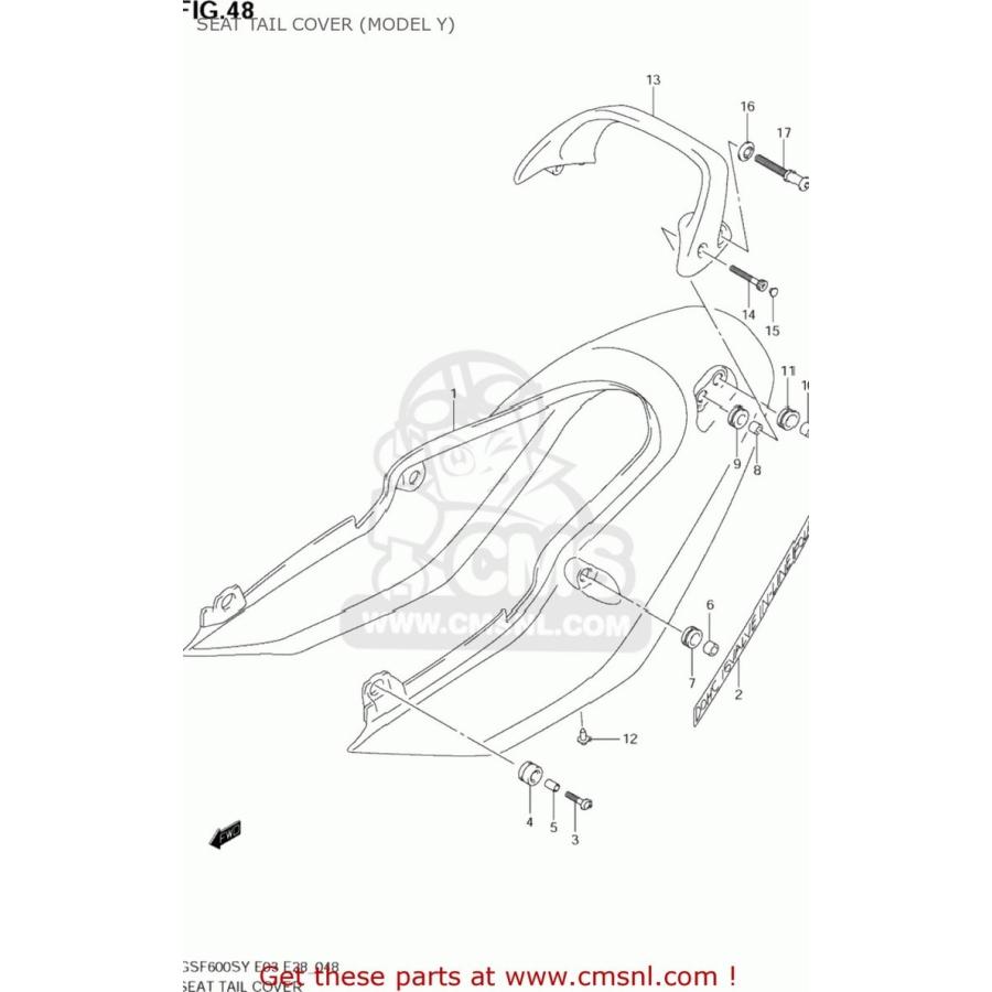 CMS シーエムエス COVER，SEAT TAIL(RED) GSF600S BANDIT 2000 (Y) USA