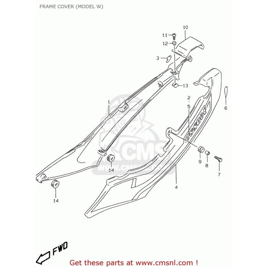 CMS シーエムエス COVER，FRAME，R(BLACK) GS500E 1997 (V) (E02 E04 E22 E24 E25 E34 E37) 1998 (W) E18 1999 (X) 2000 (Y) GS500EU (E04 E39) SUZUKI スズキ
