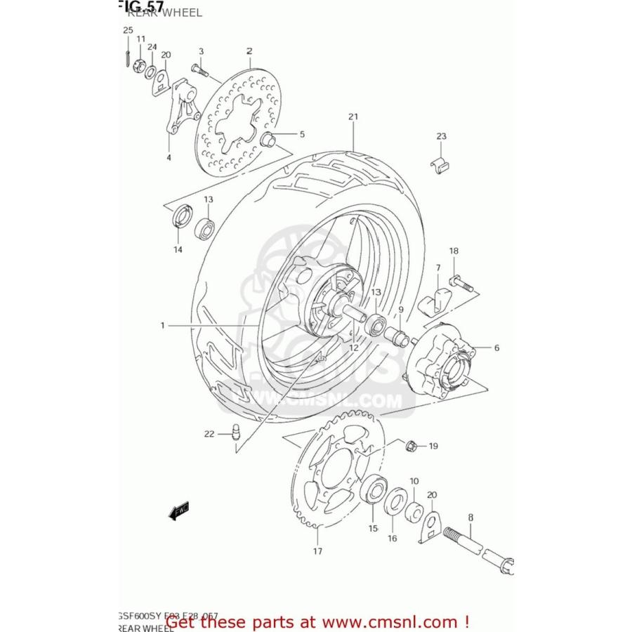 CMS シーエムエス (6411108F11019) WHEEL，REAR，17X GSF600S BANDIT 2000 (Y) USA (E03) 2001 (K1) 2002 (K2) 2003 (K3) SUZUKI スズキ ホイール ホイール関連