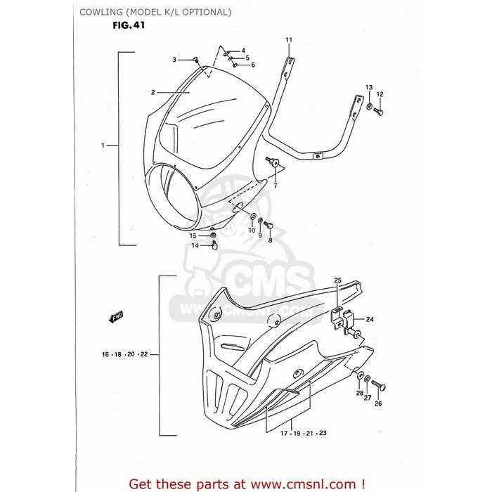 CMS シーエムエス (94402-01D60-33J) COVER SET，UPPER COWLING GS500E 1989 (K) USA (E03) 1990 (L) 1991 (M) 1992 (N) 1993 (P) 1994 (R) 1995 (S) 1996 (T)_1