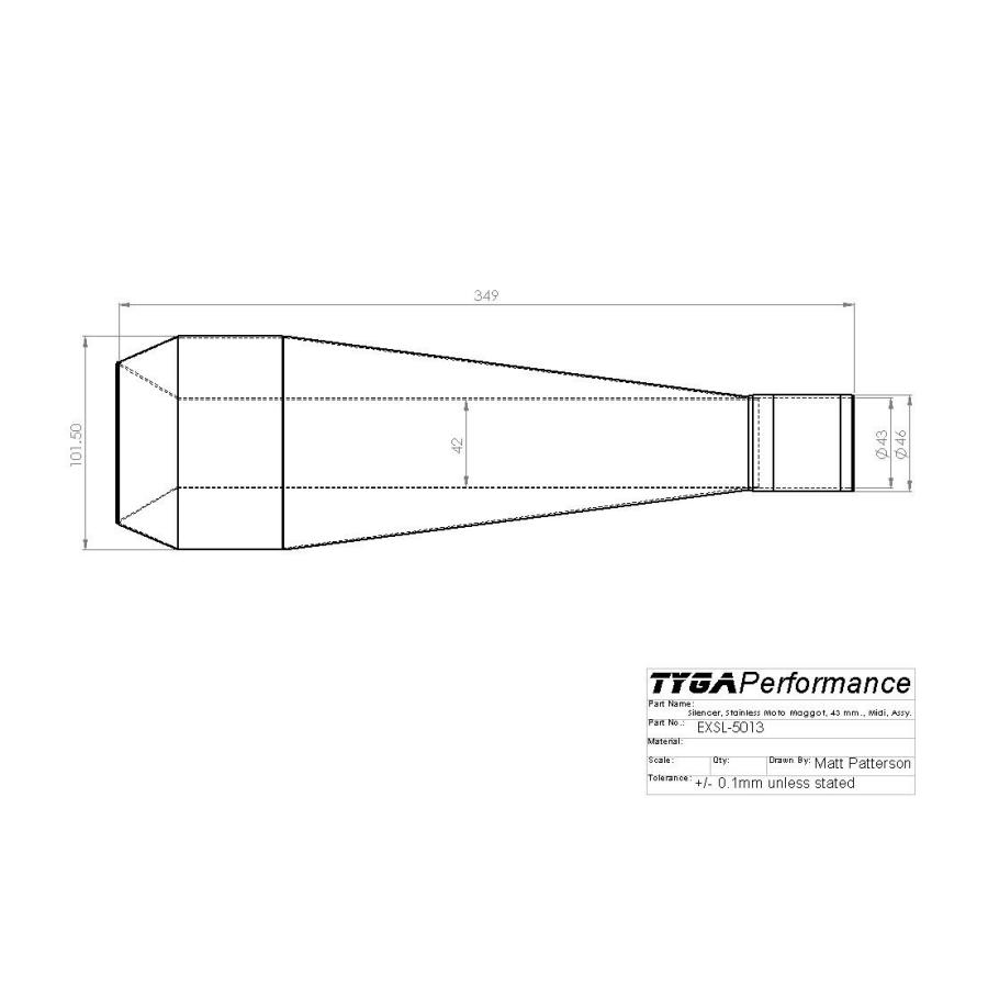TYGA PERFORMANCE タイガパフォーマンス サイレンサーアッシー ステンレス MOTO MAGGOT 補修・汎用サイレンサー マフラーの画像