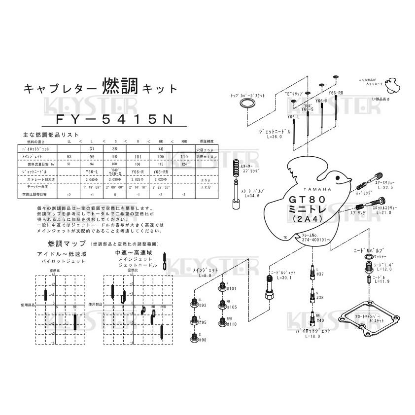 KEYSTER キースター キャブレター燃調キット GT80 YAMAHA ヤマハ｜webike｜04