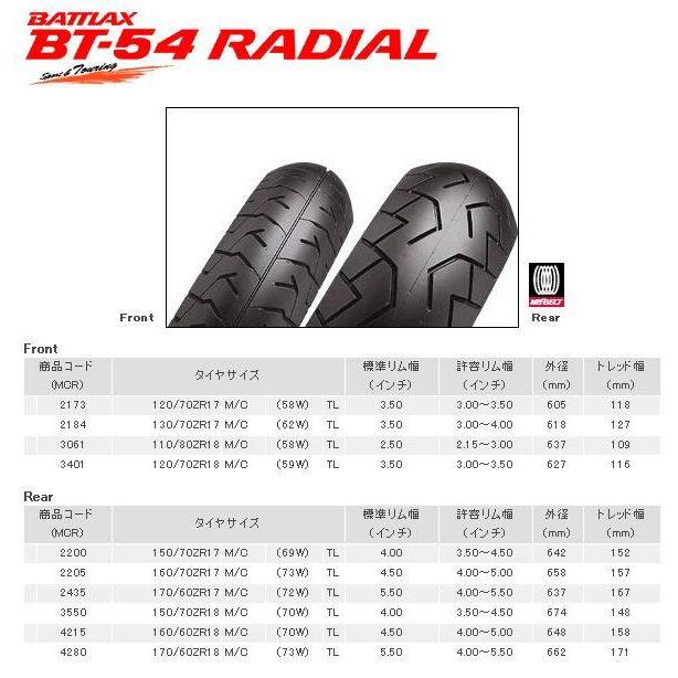 BRIDGESTONE（ブリヂストン） BATTLAX RADIAL BT-54 【140／70R18 67V