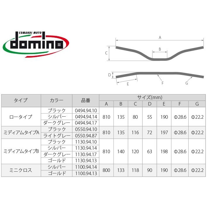 domino ドミノ オフロード ジュラルミンテーパーハンドル ERGAL7075 カラー：ライトグレー ハンドルバー ハンドル | domino | 01