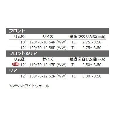 SHINKO（シンコー） SR723 【120/70-10 54P (WW) TL】 タイヤ オン