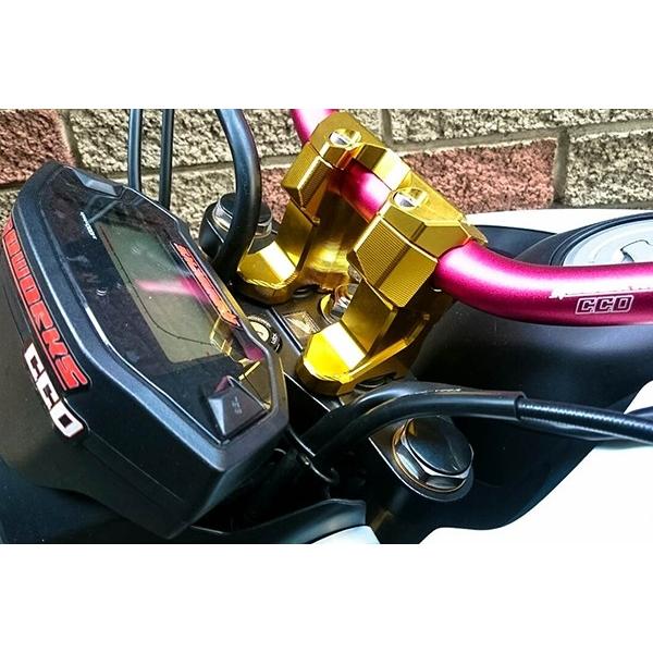 Go Works ゴーワークス ファットハンドルバークランプ/上下ベース カラー：ゴールド MSX125(GROM) MX150 Fi HONDA ホンダ CPI ハンドル周辺パーツ ハンドル