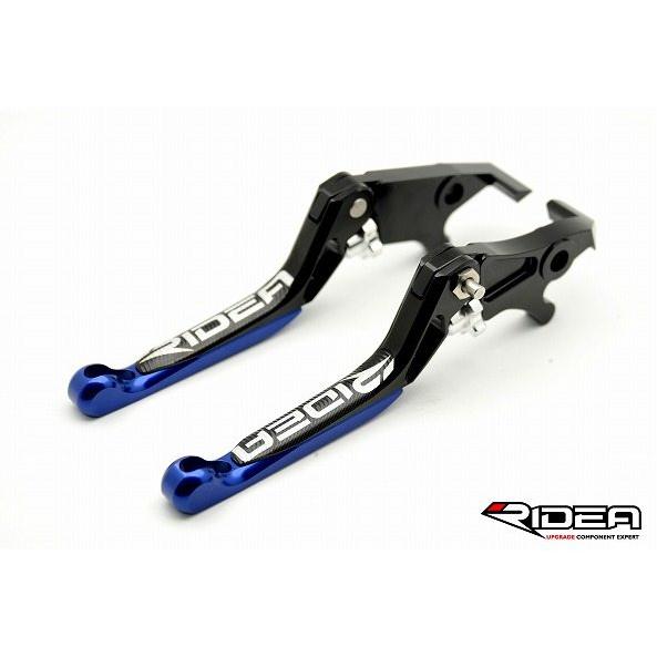 RIDEA リデア 3Dスライド延長式ノブアジャストブレーキレバー 左右セット エクステンションカラー：ブルー / レバーカラー：ブラック MT-03 MT-25 MT03 | RIDEA