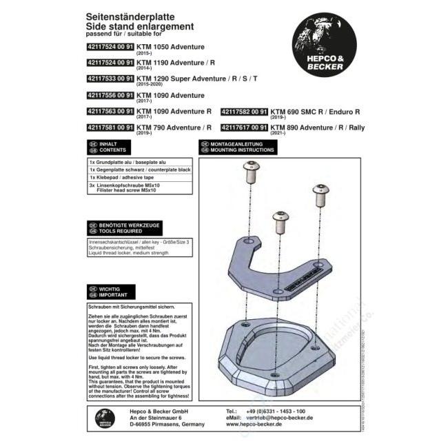 HEPCO＆BECKER ヘプコ＆ベッカー サイドスタンドエンド Norden 901 Expedition 890 SMT Adventure R Rally 790 690 SMC Enduro 1290 Super 1190 1090 1050 | ヘプコ＆ベッカー | 03