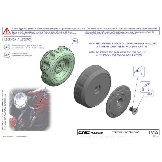 CNC Racing シーエヌシーレーシング ラジエーターリザーバータンクキャップカバー カラー：レッド／ブラック MONSTER 1200 1200R 1200S 821 DUCATI ドゥカティ