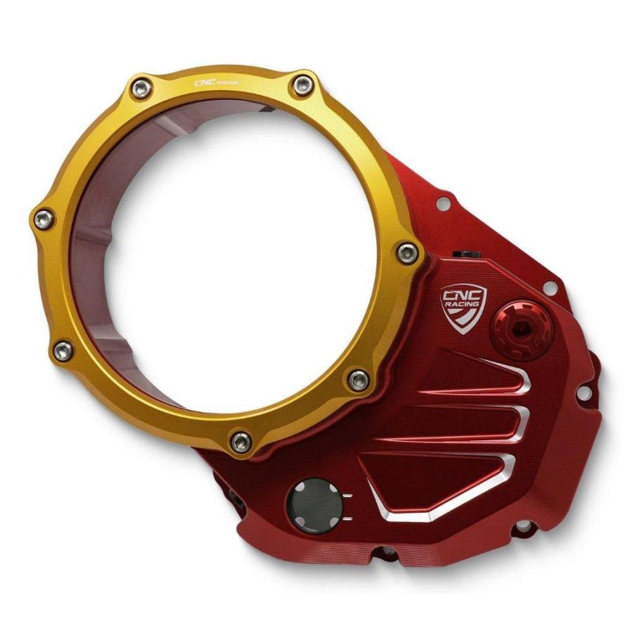 CNC Racing シーエヌシーレーシング クリアクラッチカバー バイカラー カラー：レッド／ゴールド DUCATI ドゥカティ クラッチカバー エンジンパーツ エンジン | CNC RACING