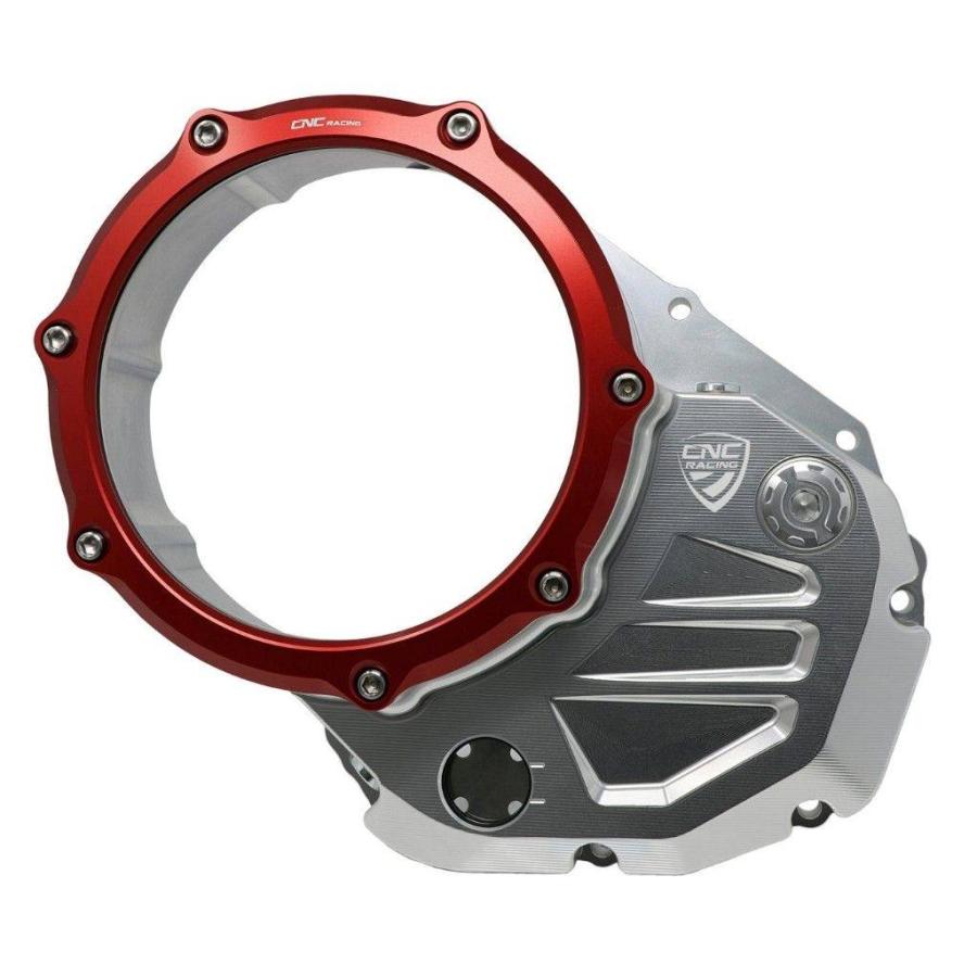 CNC Racing シーエヌシーレーシング クリアクラッチカバー バイカラー カラー：シルバー／レッド DUCATI ドゥカティ クラッチカバー エンジンパーツ エンジン | CNC RACING