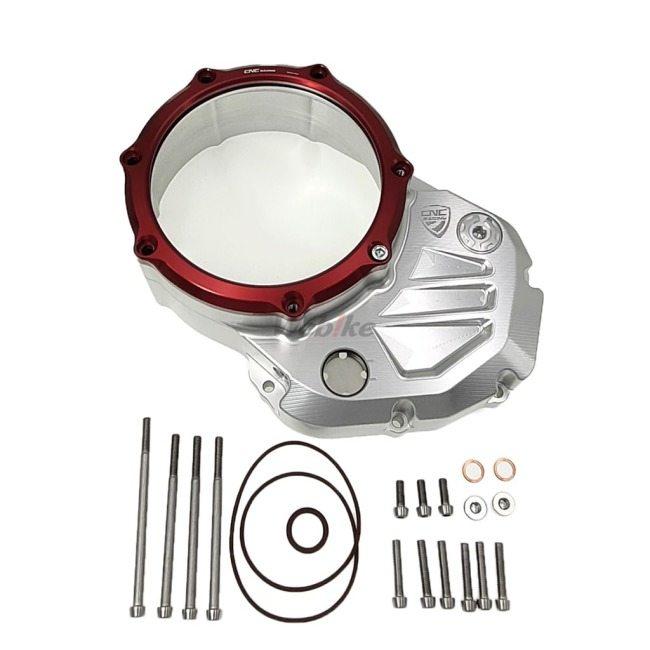 CNC Racing シーエヌシーレーシング クリアクラッチカバー バイカラー カラー：シルバー／レッド DUCATI ドゥカティ クラッチカバー エンジンパーツ エンジン | CNC RACING | 07