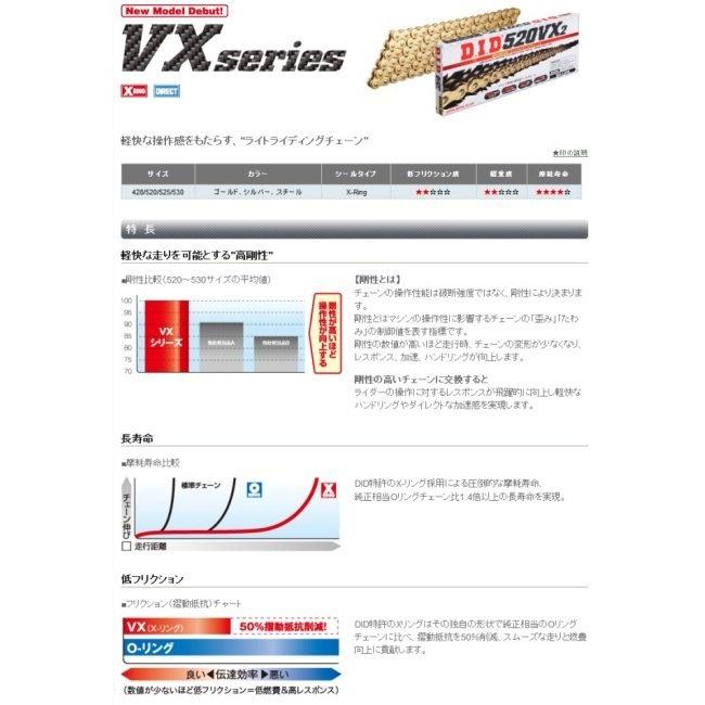 DID DID:ダイドー VXシリーズチェーン 520VX3 ゴールド 【カシメ(ZJ