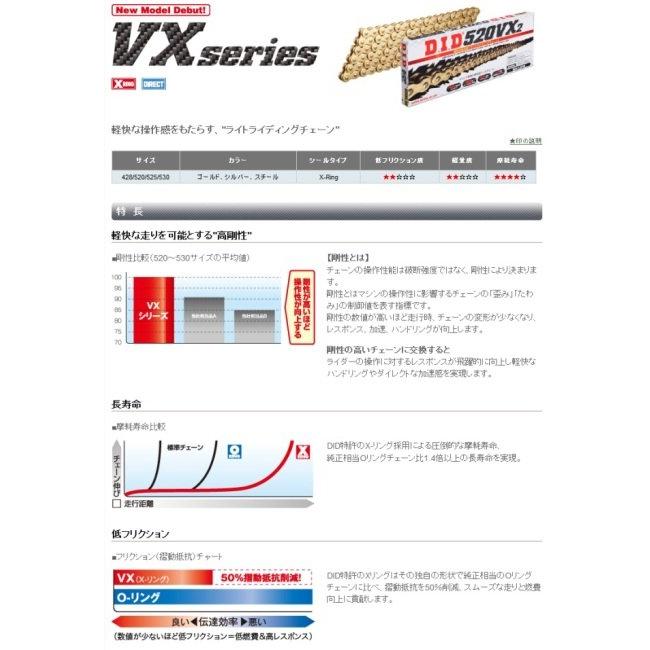 DID ダイドー VXシリーズチェーン 520VX3 シルバー 【カシメ(ZJ)ジョイント付属】 リンク数：120 チェーン 駆動系 | D.I.D | 01