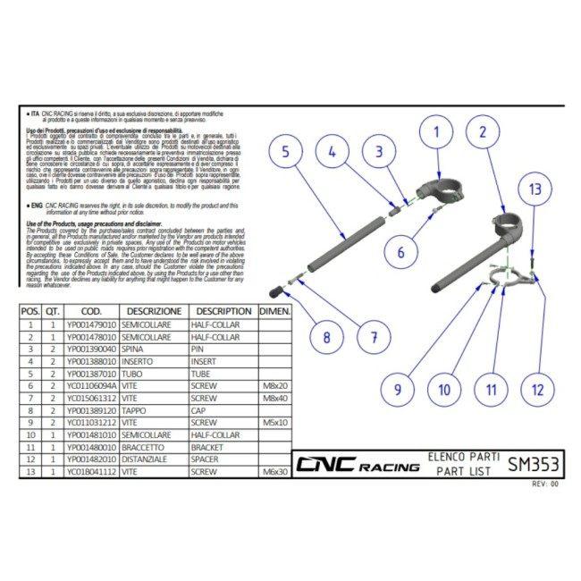 CNC Racing シーエヌシーレーシング クリップオン Φ53mm セパレートハンドル ハンドルの画像