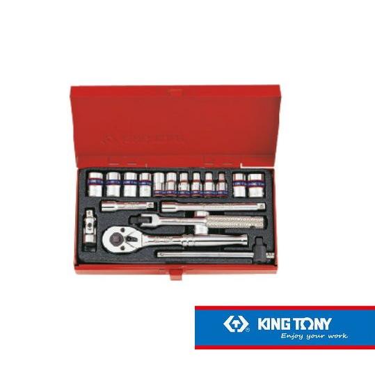 KING TONY - King tony 第一人者トニー 19-Piece 1／4” DR. 12-Point Socket Set (Metal Box) 仕掛ける手道具 バイク-その他整備工具-車、バイク、自転車