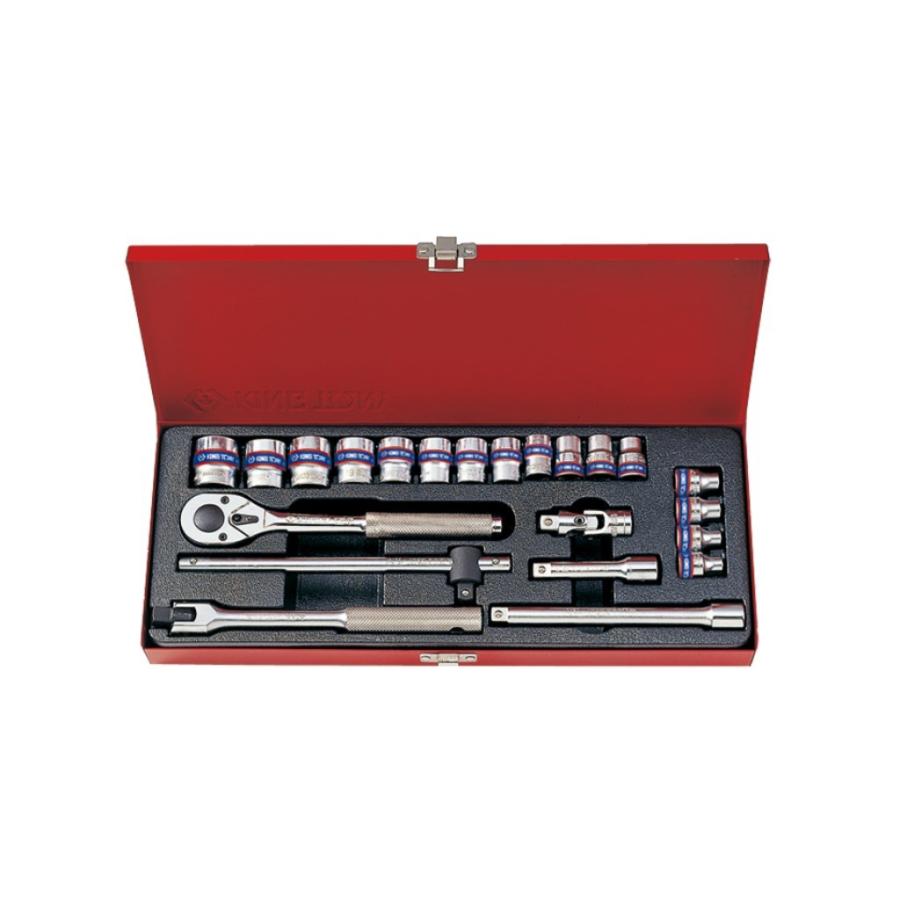 KING TONY - King tony 第一人者トニー 22-Piece 3／8” DR. Hexagon Socket Set (Metal Box) 仕掛ける手道具 車、バイク、自転車-その他整備工具