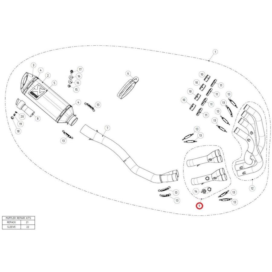 AKRAPOVIC アクラポビッチ 【リペアパーツ】C-K6R6L collector SS NINJAZX-6R 636 ZX-6R KAWASAKI カワサキ エキゾーストパイプ マフラー | AKRAPOVIC