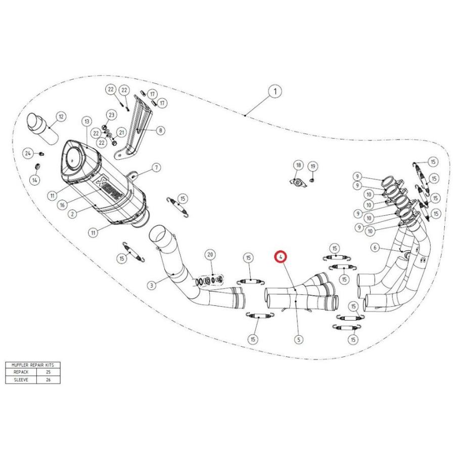 AKRAPOVIC アクラポビッチ 【リペアパーツ】C-S10R7/1L collector SS GSX-R1000 SUZUKI スズキ エキゾーストパイプ マフラー | AKRAPOVIC