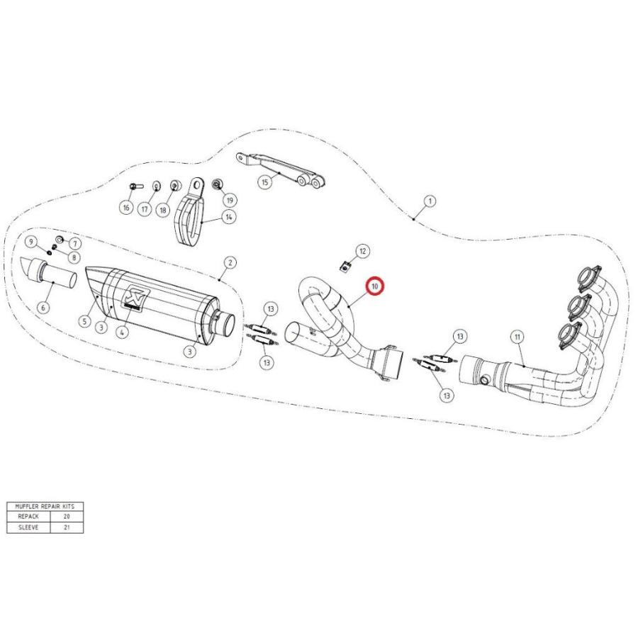 AKRAPOVIC アクラポビッチ 【リペアパーツ】L-Y9R1SS link pipe SS FZ-09 MT-09 XSR900 YAMAHA ヤマハ エキゾーストパイプ マフラー | AKRAPOVIC