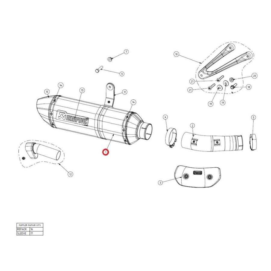 AKRAPOVIC アクラポビッチ 【リペアパーツ】M-HR04505C muffler S1000RR BMW 補修・汎用サイレンサー マフラー