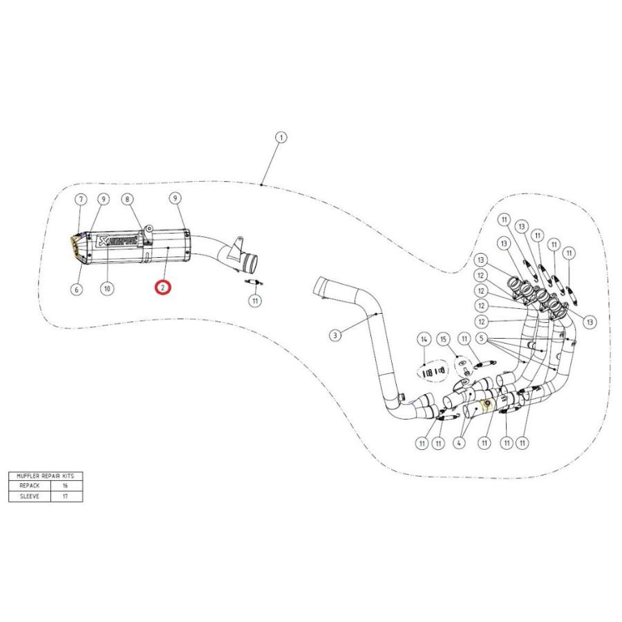 AKRAPOVIC - アクラポビッチ 【リペアパーツ】M-W00605T muffler ti CBR600RR HONDA ホンダ 取りつくろう・汎用サイレンサー えり巻き